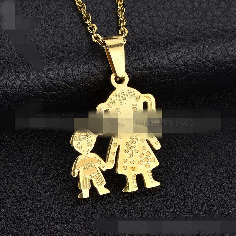 Titanium&stainless Steel Simple Geometric Necklace  (alloy Mother + Son) Nhhf0687-alloy-mother-son