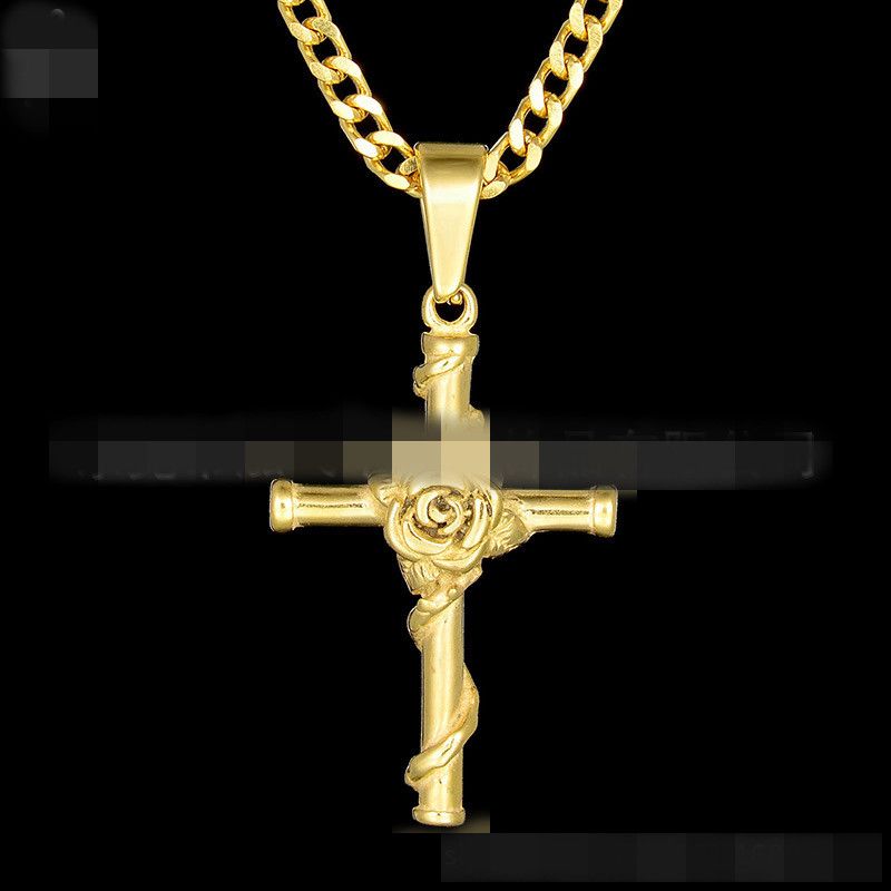Titanium&stainless Steel Fashion Cross Necklace  (alloy) Nhhf0744-alloy