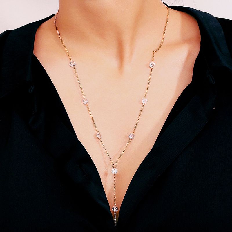 Imitated Crystal&cz Simple Geometric Necklace  (alloy) Nhxr2392-alloy