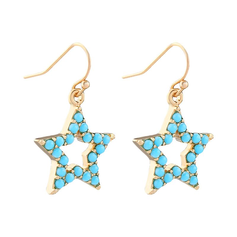 Sterne Ohrringe Frauen Einfache All-match-legierung Diamant Geometrische Hohle Ohrringe Koreanisches Temperament Fünfzackige Stern Ohrringe Schmuck