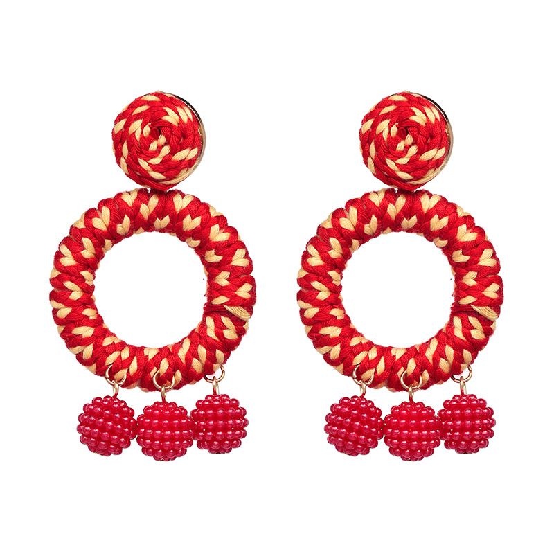 Cloth Fashion Geometric Earring  (red) Nhjj4963-red