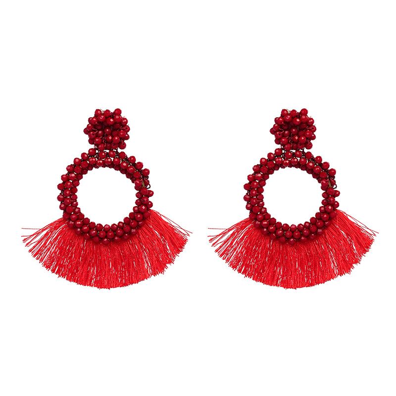 Imitated Crystal&cz Fashion Geometric Earring  (red) Nhjj4966-red