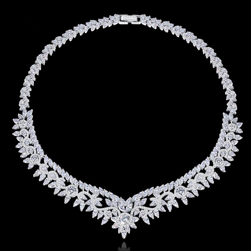 Jinse Canglan Halskette Braut Schmuck Set Kupfer Eingelegt Aaa Zirkon Japan Und Südkorea Hochzeits Bankett Mode Geschenk Weibliche Hersteller