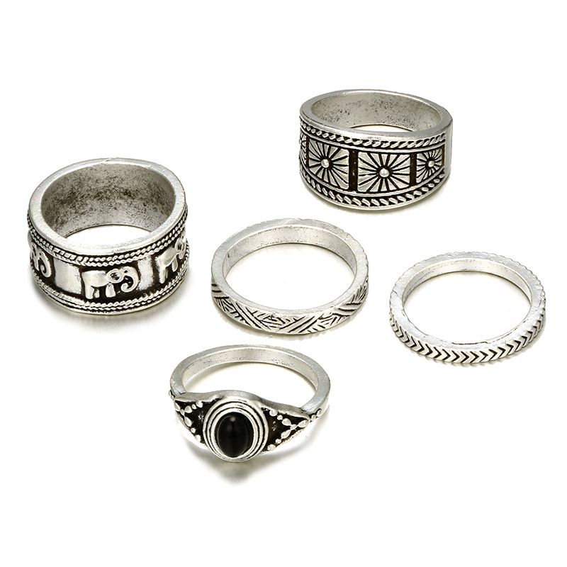 Alloy Vintage Geometric Ring  (alloy) Nhgy2148-alloy