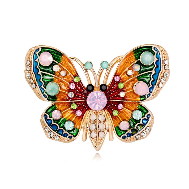 Heiß Verkaufte Europäische Und Amerikanische Retro-mode-legierung Diamant-tropf Öl Farbe Schmetterlings Brosche Auf Lager