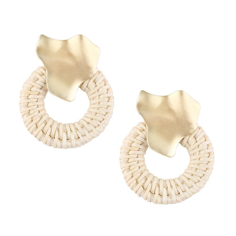 Souhaite  Mode Vintage Alliage Bambou Tissé Goutte Boucle D'oreille Tempérament Tendance Populaire Femelle Boucles D'oreilles