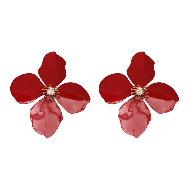 Alloy Fashion Flowers Earring  (red) Nhjj5021-red