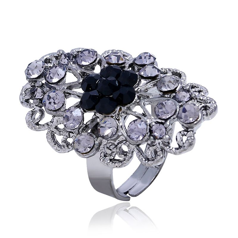 Grenz Überschreitende Explosive Accessoires Kreativer Heißer Verkauf Ring Japanische Und Koreanische Mode Ring Öffnung Verstellbarer Diamant Blumen Ring
