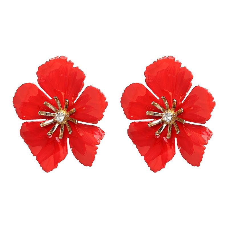 Alloy Fashion Flowers Earring  (red) Nhjj5030-red