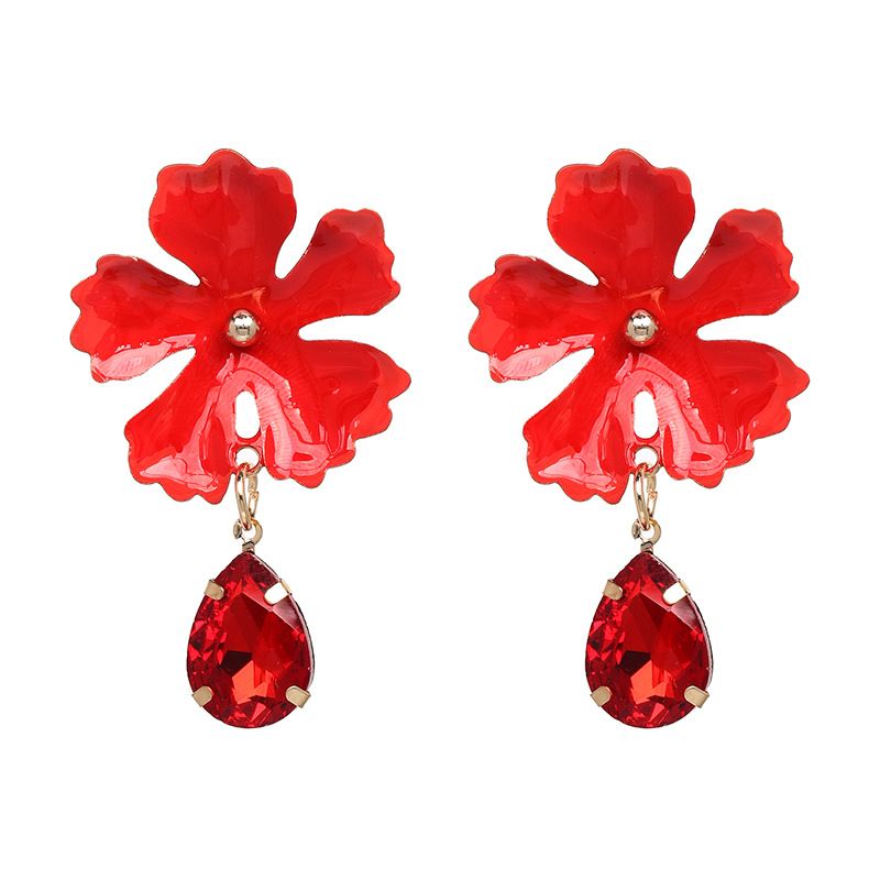 Alloy Fashion Flowers Earring  (red) Nhjj5034-red
