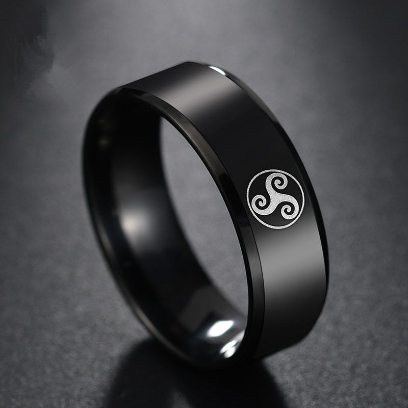 Titanium&stainless Steel Fashion Geometric Ring  (black-6) Nhhf0899-black-6