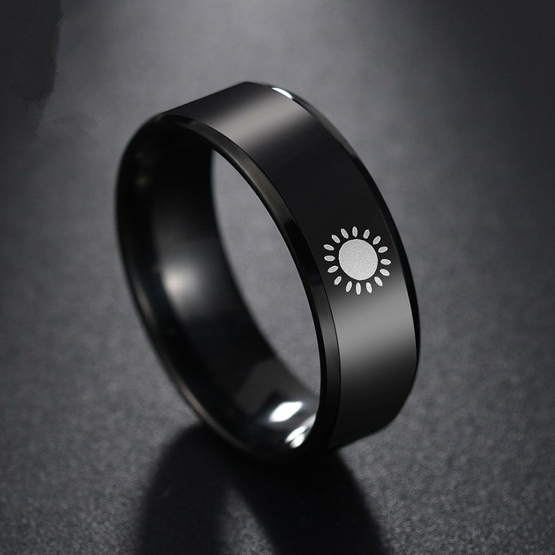 Titanium&stainless Steel Fashion Geometric Ring  (black-6) Nhhf0924-black-6