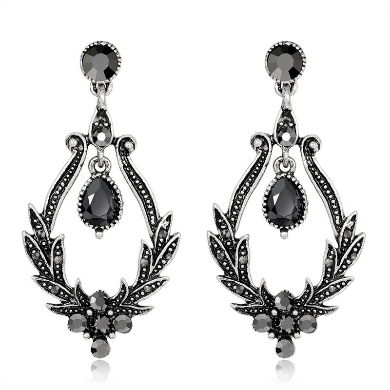 Mode Modeschmuck Europäische Und Amerikanische Ohrringe Galvanik Altes Silber Retro Blumen Ohrringe   Heiß