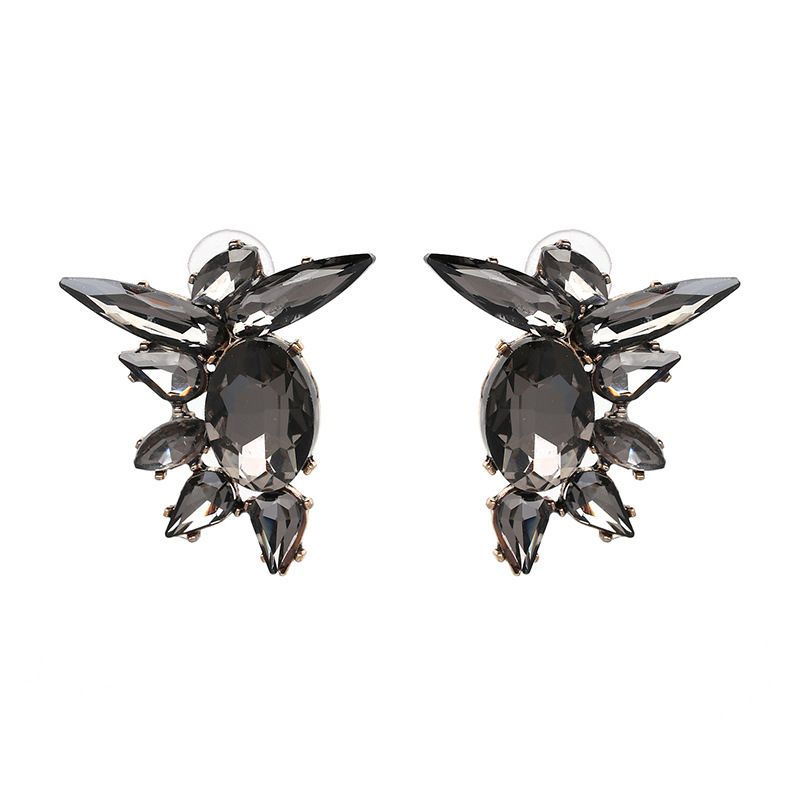 Jujia Neue Eingelegte Glas-diamant-ohrringe Europäische Und Amerikanische Persönlichkeit Ohrringe Exquisite Ohrringe Grenz Überschreiten Der E-commerce 2 Farben 51060