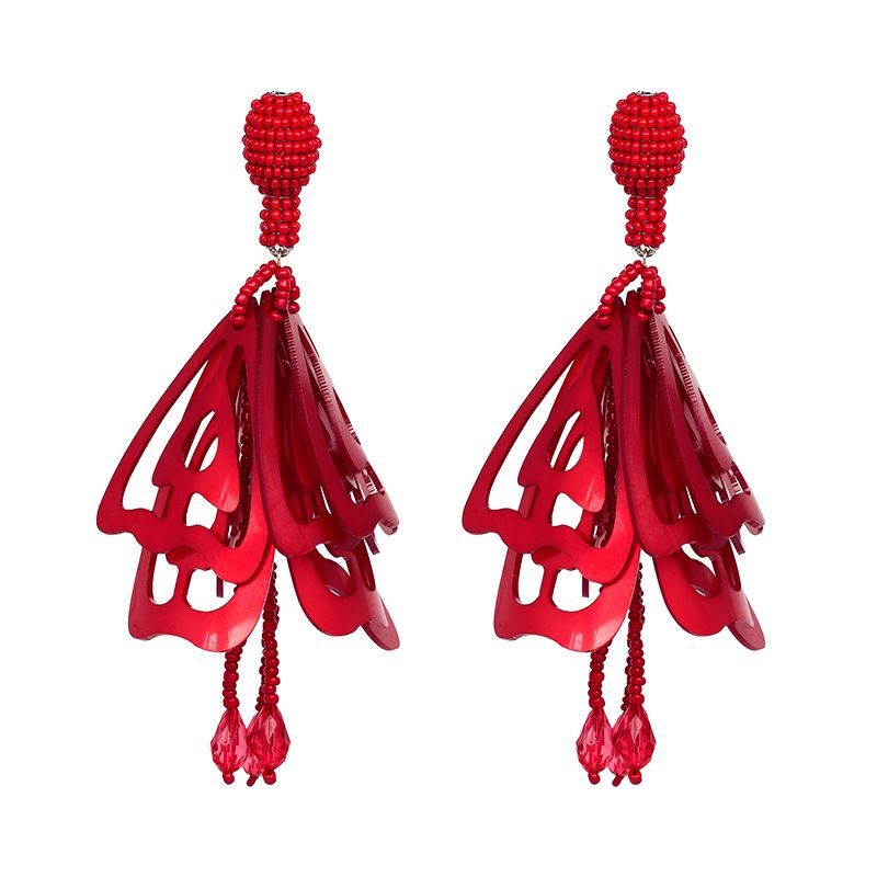 Plastic Fashion Flowers Earring  (red) Nhjj4994-red