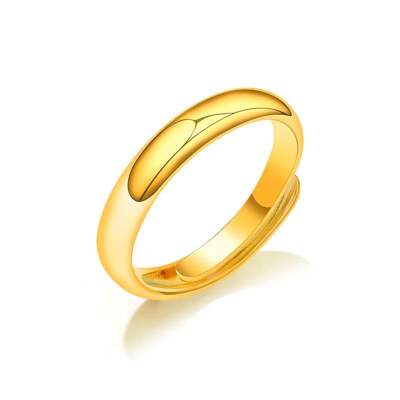 Koreanische Version Von Modeschmuck, Vergoldete Farbe, Glatte Einfache Damen Ring Öffnung, Geschenk In Größe