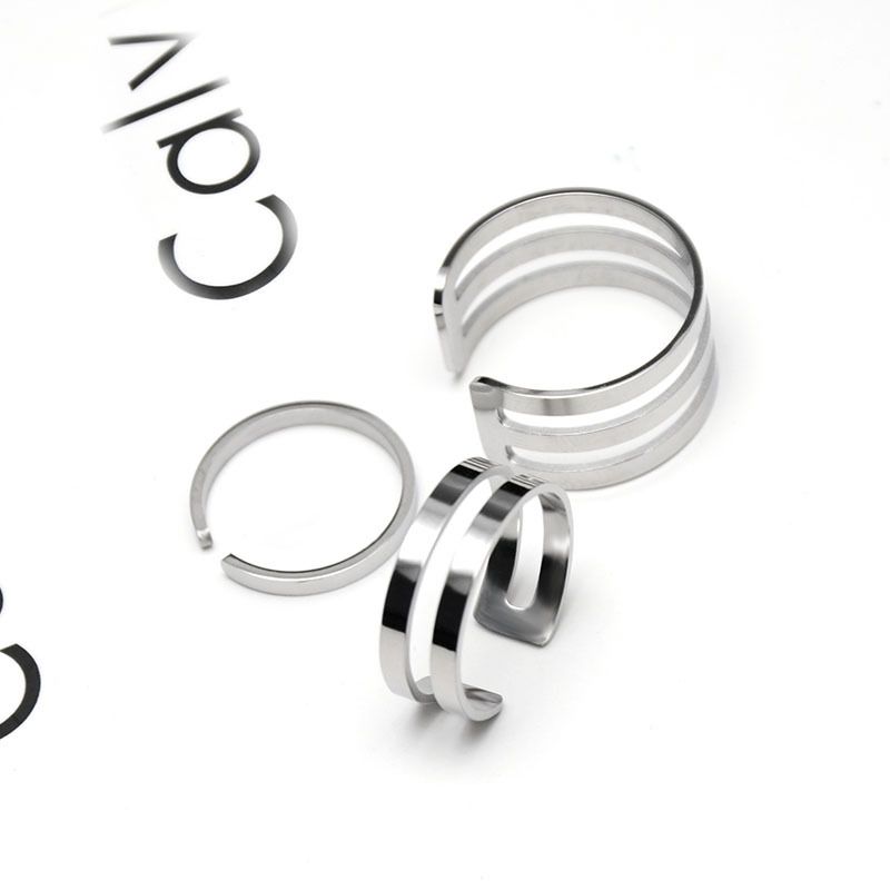Titanium&stainless Steel Fashion Geometric Ring  (one Layer Of Steel) Nhok0101-one-layer-of-steel