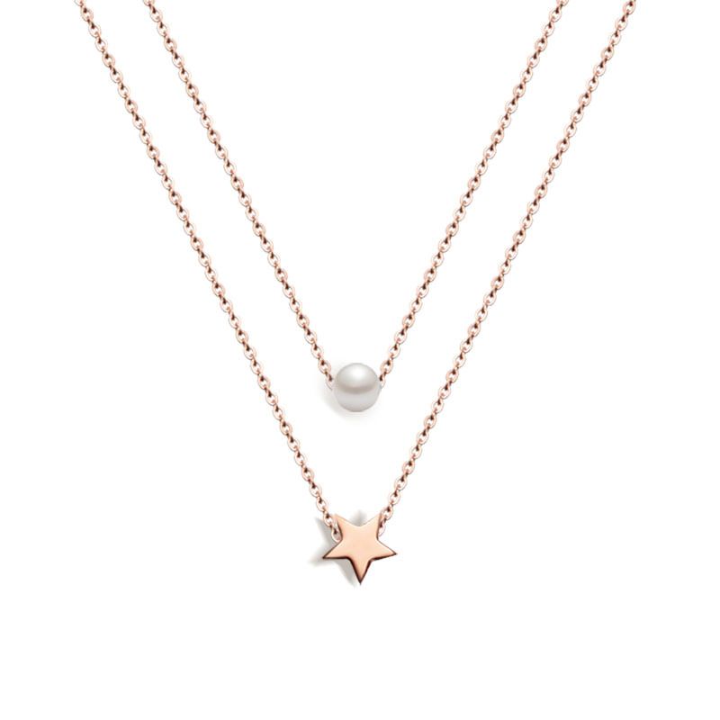 Titanium&stainless Steel Fashion Geometric Necklace  (rose Alloy) Nhok0286-rose-alloy