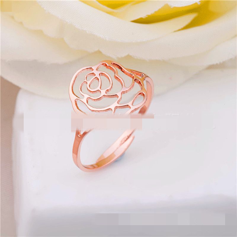 Titanium&stainless Steel Korea Flowers Ring  (rose Alloy) Nhgs0372-rose-alloy