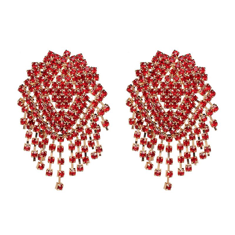 Imitated Crystal&cz Fashion Tassel Earring  (red) Nhjj5048-red