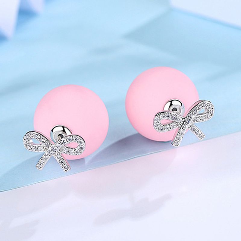 Alloy Korea Bows Earring  (pink Plated Platinum) Nhtm0331-pink-plated-platinum