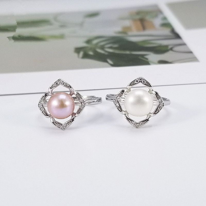 Alloy Korea Geometric Ring  (white Beads) Nhdy1002-white-beads
