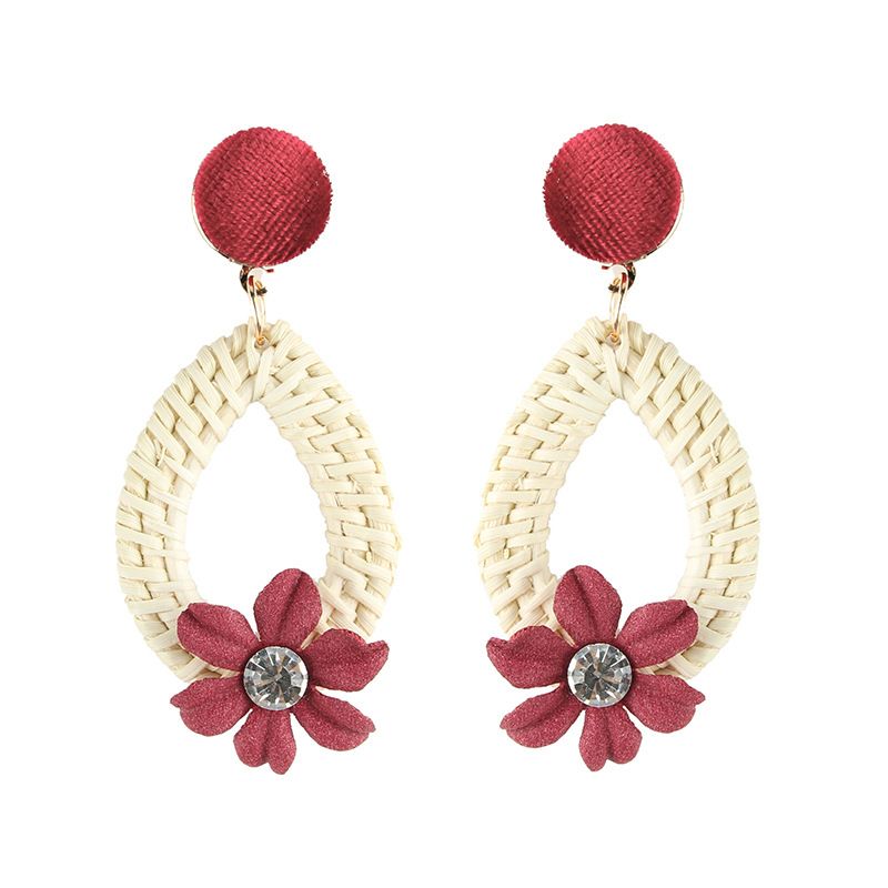 Alloy Simple Flowers Earring  (red) Nhjq10632-red