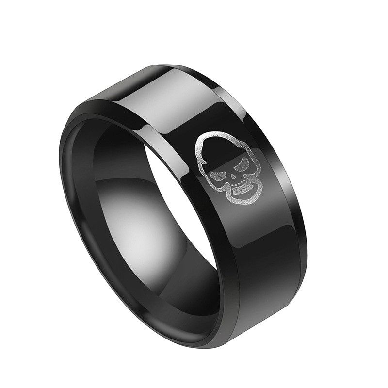 Titanium&stainless Steel Simple Geometric Ring  (black-7) Nhhf0968-black-7
