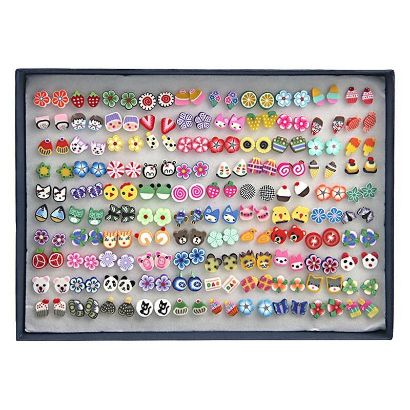 Koreanische Version Der Box Weiche Keramik Ohrringe Damenmode Obst 100 Paar Set Ohrringe Fabrik Direkt Verkauf Schmuck Großhandel