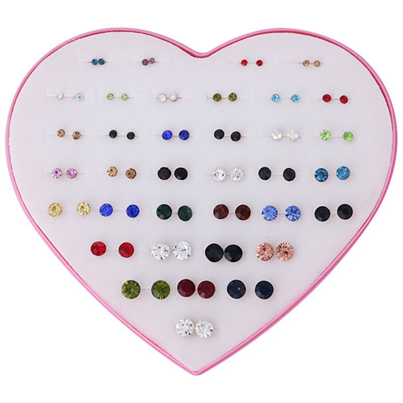 Koreanische Version Der Liebe Box Ohrringe Frauen Einfache Strass Farbe Diamant Tasse Kleine Ohrringe Yiwu Schmuck Direkt Vertrieb