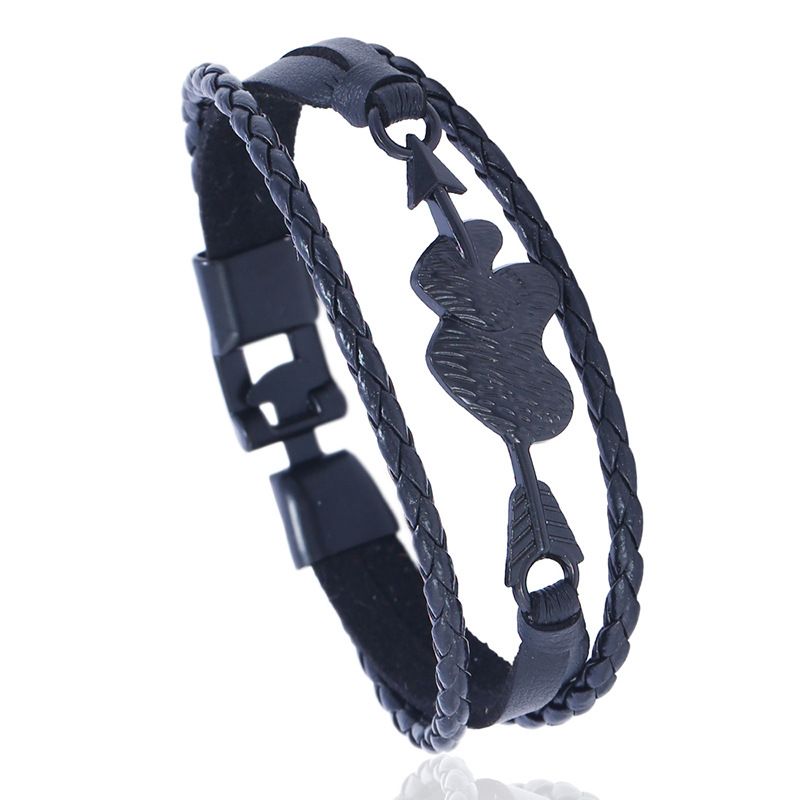 Leather Fashion Geometric Bracelet  (black) Nhpk2103-black