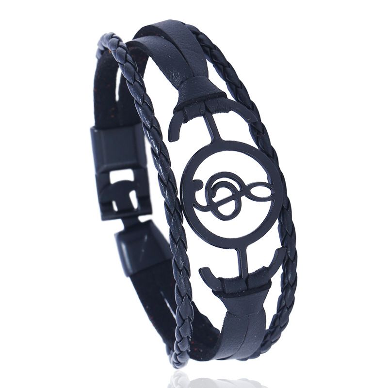 Leather Fashion Geometric Bracelet  (black) Nhpk2110-black