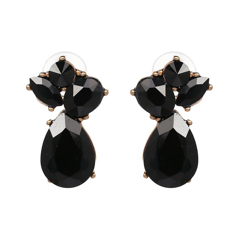 Imitated Crystal&cz Fashion Geometric Earring  (black) Nhjj5116-black