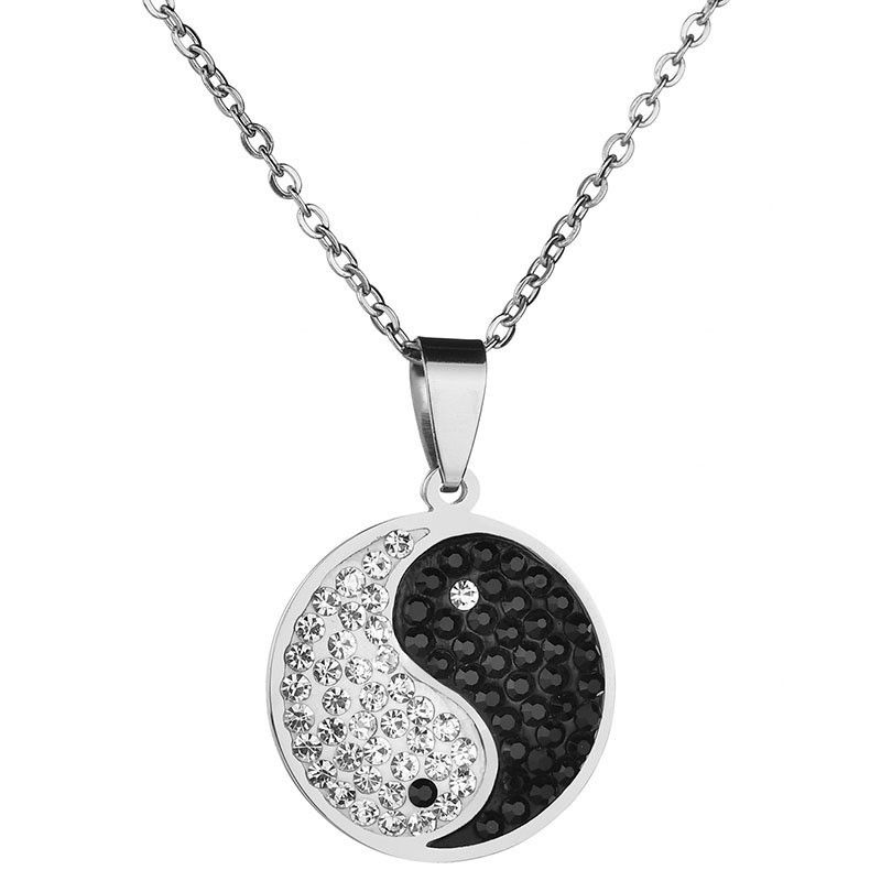 Naher Osten Heißer Verkauf  Chinesischer Stil Klatsch Diamant Anhänger Yin Yang Tai Chi Titan Stahl Halskette