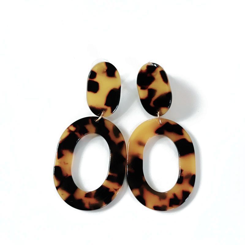 Hersteller Liefern Leoparden Farbe Essigsäure Version Harz Ohrringe Ohrringe Oval Button Ohrringe Außenhandel Export Harz Ohrringe