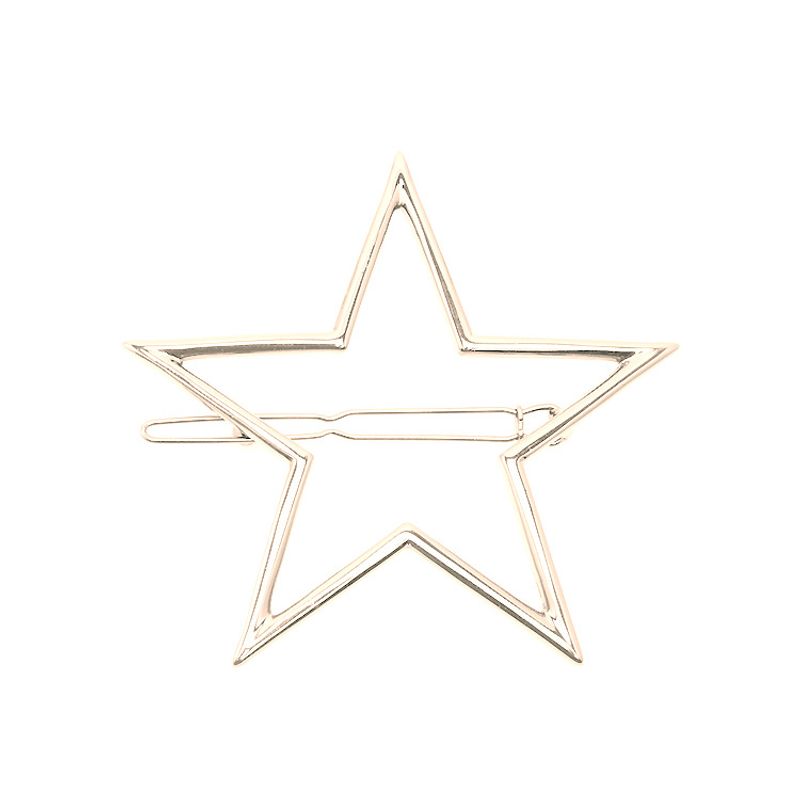 Factory Direct Sales   Hot Sale European And American Simple Style Alloy Pentagram Hairpin Side Clip Headdress Women