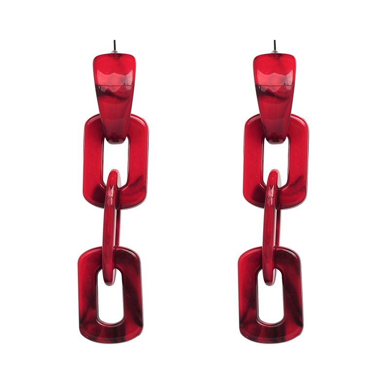 Plastic Fashion Geometric Earring  (red) Nhjj5132-red