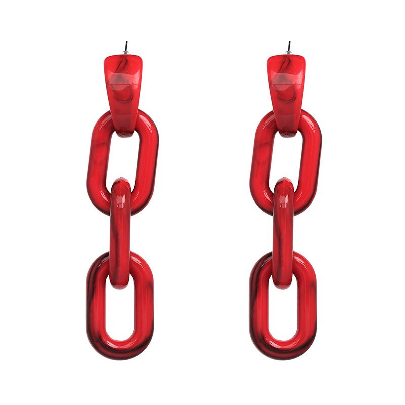 البلاستيك الأزياء هندسية القرط (الأحمر) Nhjj5133-red