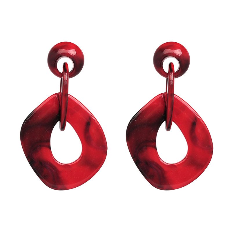 Plastic Fashion Geometric Earring  (red) Nhjj5136-red