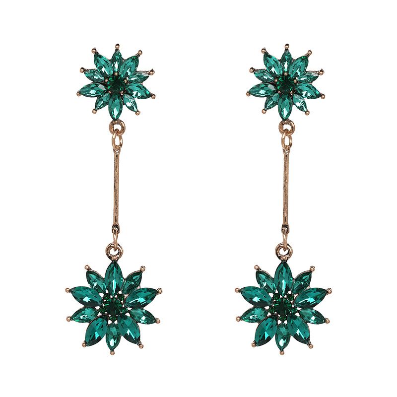 Alloy Fashion Flowers Earring  (green) Nhjj5141-green