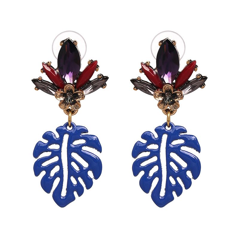 Jujia New Alloy Oiling Leaf-shaped Earring European And American Style Hot Selling Ear Studs Ornament Cross-border Distribution Supply 51238