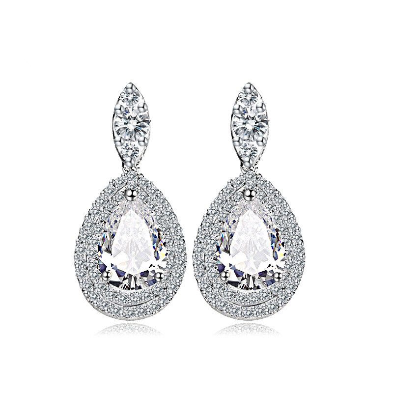 Imitated Crystal&cz Fashion Geometric Earring  (white) Nhtm0400-white