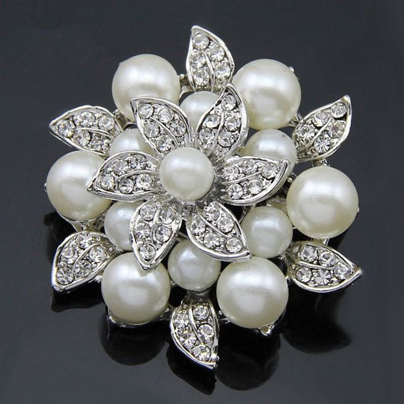 Alloy Fashion Flowers Brooch  (white Kaa021-a) Nhdr3004-white-kaa021-a