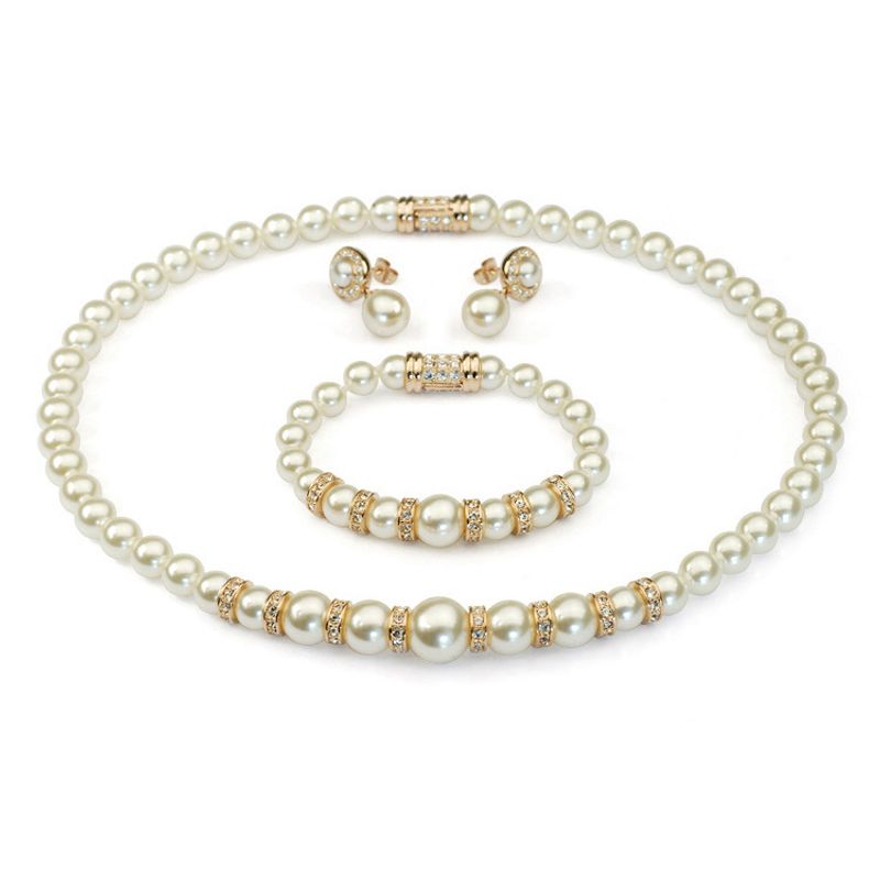 سبائك كوريا مجوهرات مجموعة (سبائك الأبيض الخرز) Nhlj4097-alloy-white-beads