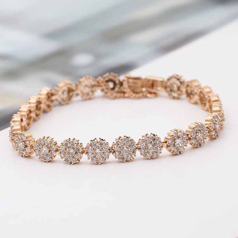 Das Neue Nischen Licht Luxus Mode Exquisites Mädchen Armband Koreanisches Mikro Eingelegtes Zirkon Blumen Armband 370133