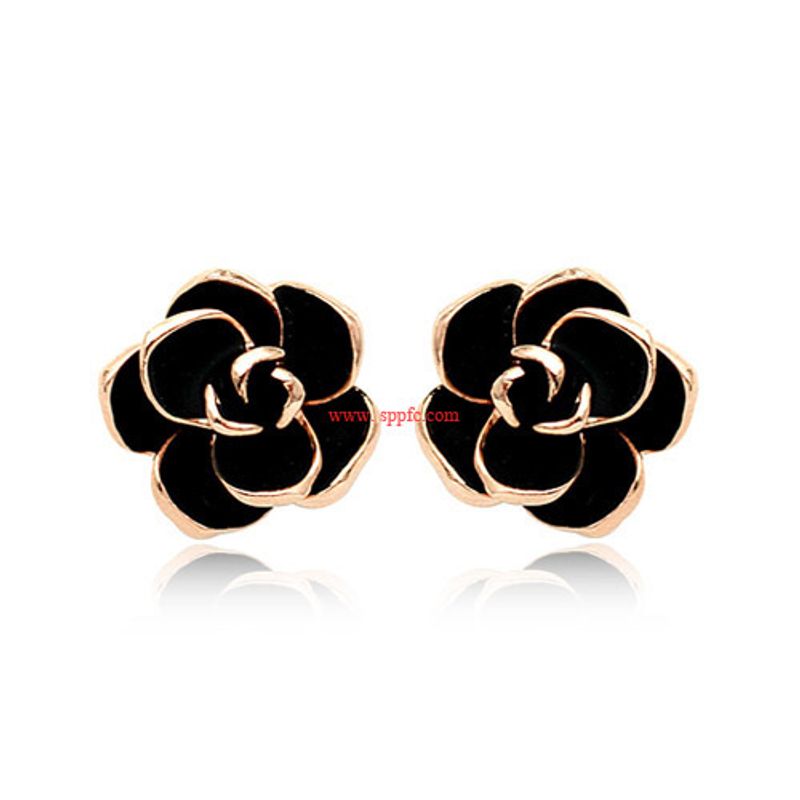 Style Coréen De Mode Noir Huile Rose Boucles D'oreilles Cadeaux Pour Petite Amie Boucles D'oreilles Boucles D'oreilles 320535