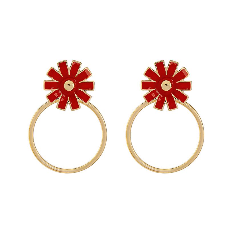Alloy Fashion Flowers Earring  (red-1) Nhqd5656-red-1