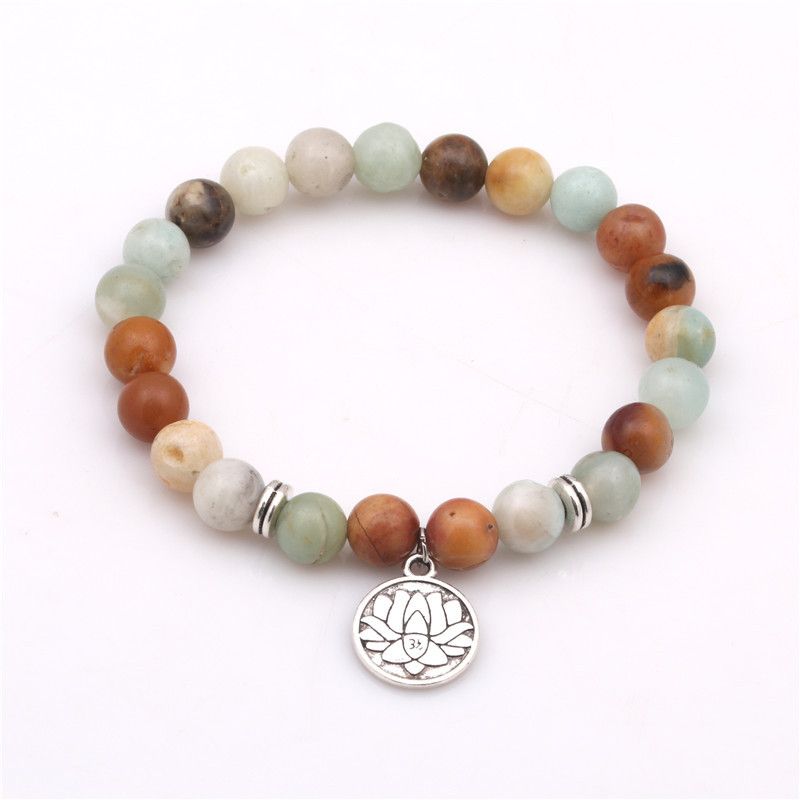 Vente Chaude Commerce Extérieur Agate  Perlée Bracelet De Yoga Lotus Pendentif Bracelet