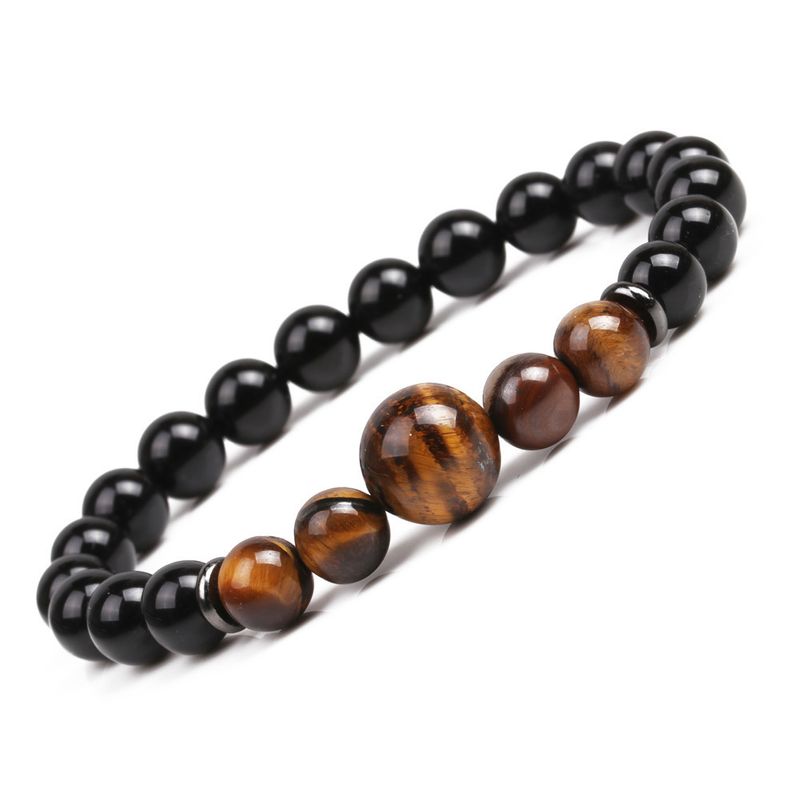 Heißer Verkauf 8mm Schwarze Achat Perlen Diy Tigerauge Armband