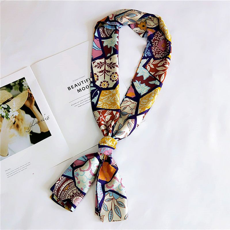 Nouvelle Longue Petit Foulard De Soie Femmes Printemps Et Automne D'été De Double-face Polyvalent Petit Foulard Professionnel Écharpe Écharpe Accessoires